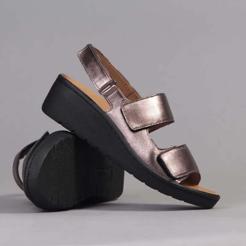 2-Strap Sandal with Removable Footbed in Lead Metallic - 12533