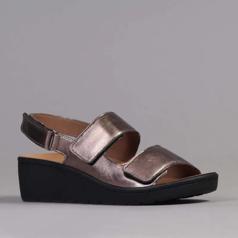 2-Strap Sandal with Removable Footbed in Lead Metallic - 12533