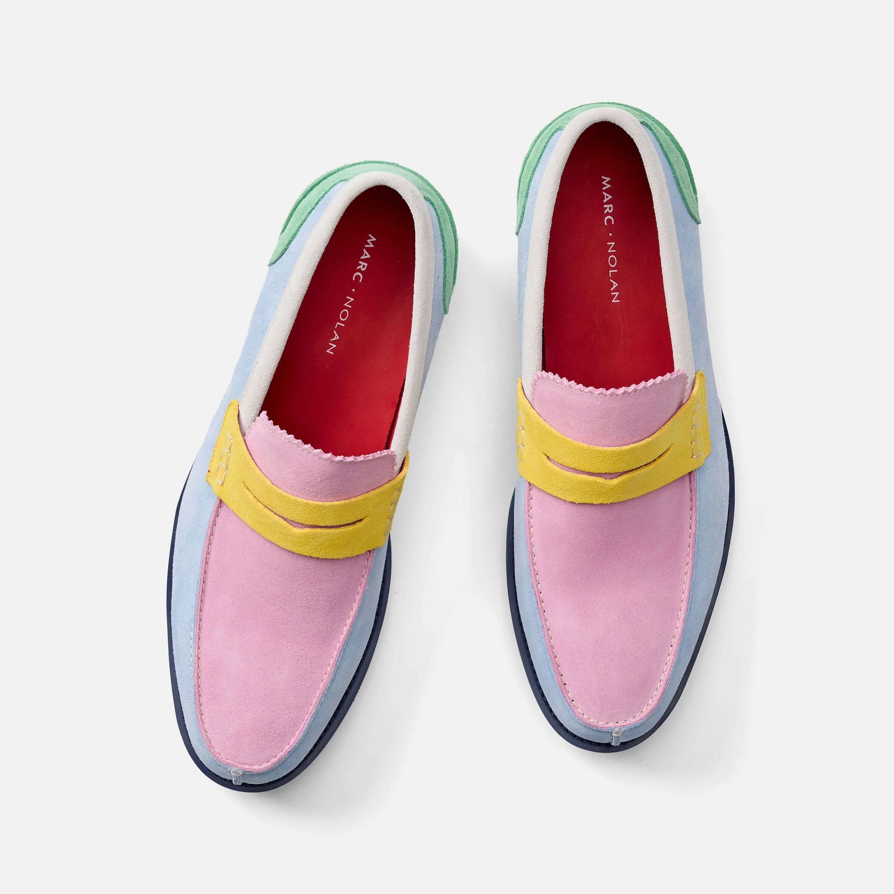 Abe Pastel Colorblock Suede Penny Loafers