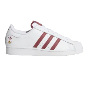 Adidas Men's Superstar Shoes - Cloud White / Quiet Crimson / Gold Foil