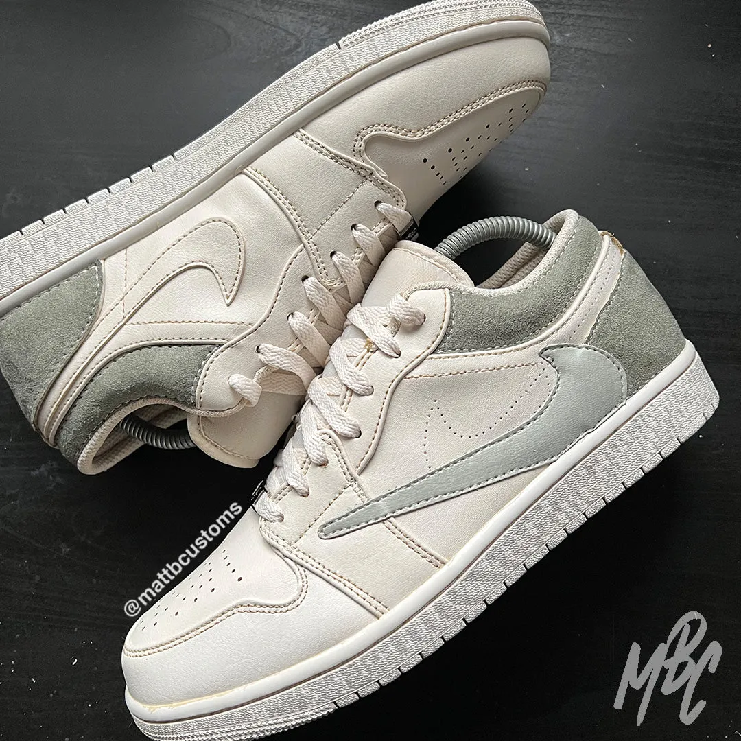 Aged Olive Reverse Swoosh - Jordan 1 Low Custom