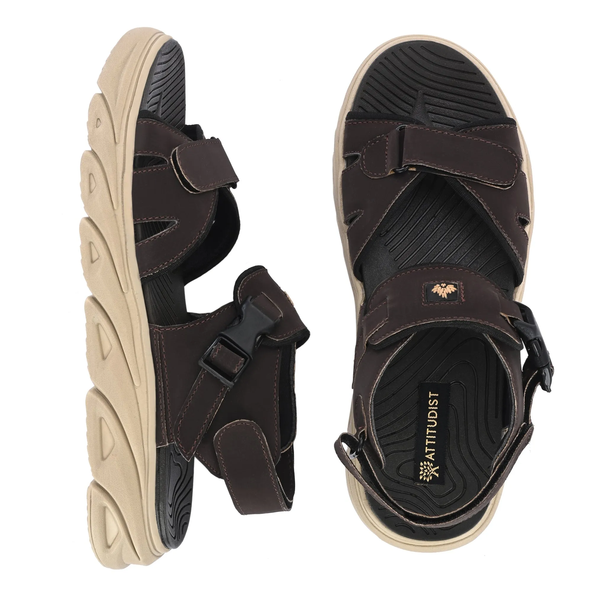 Attitudist Unisex Handcrafted Brown Casual Sandal