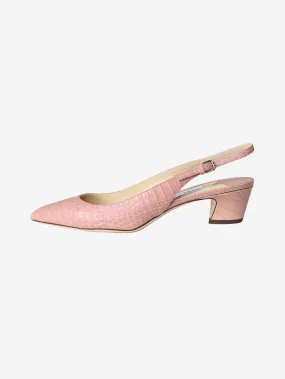 Blush pink croc-embossed slingback shoes - size EU 39.5