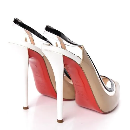 Christian Louboutin Beige Gospell 120 Peep Toe Slingback Pumps