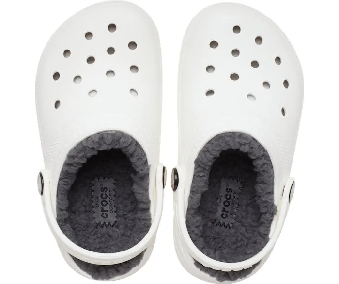 Crocs Toddler Classic Lined Clog - White/Grey