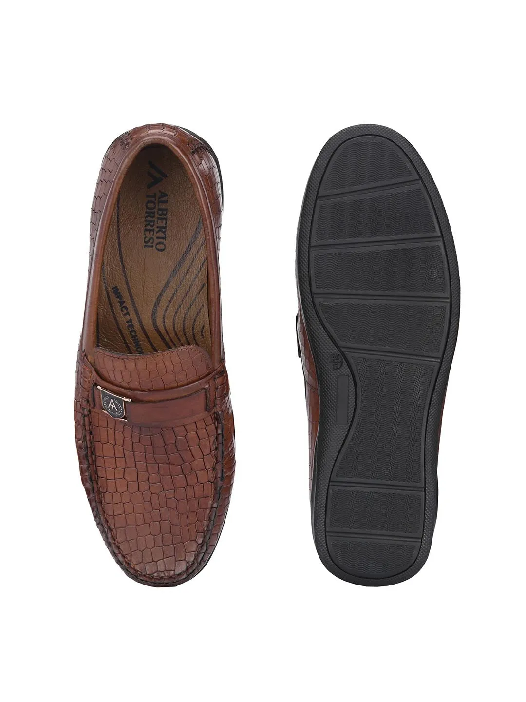 Genuine Leather Textured Impact Technolog Slip On