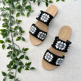 Here Comes The Sun Crochet Sandals- Black