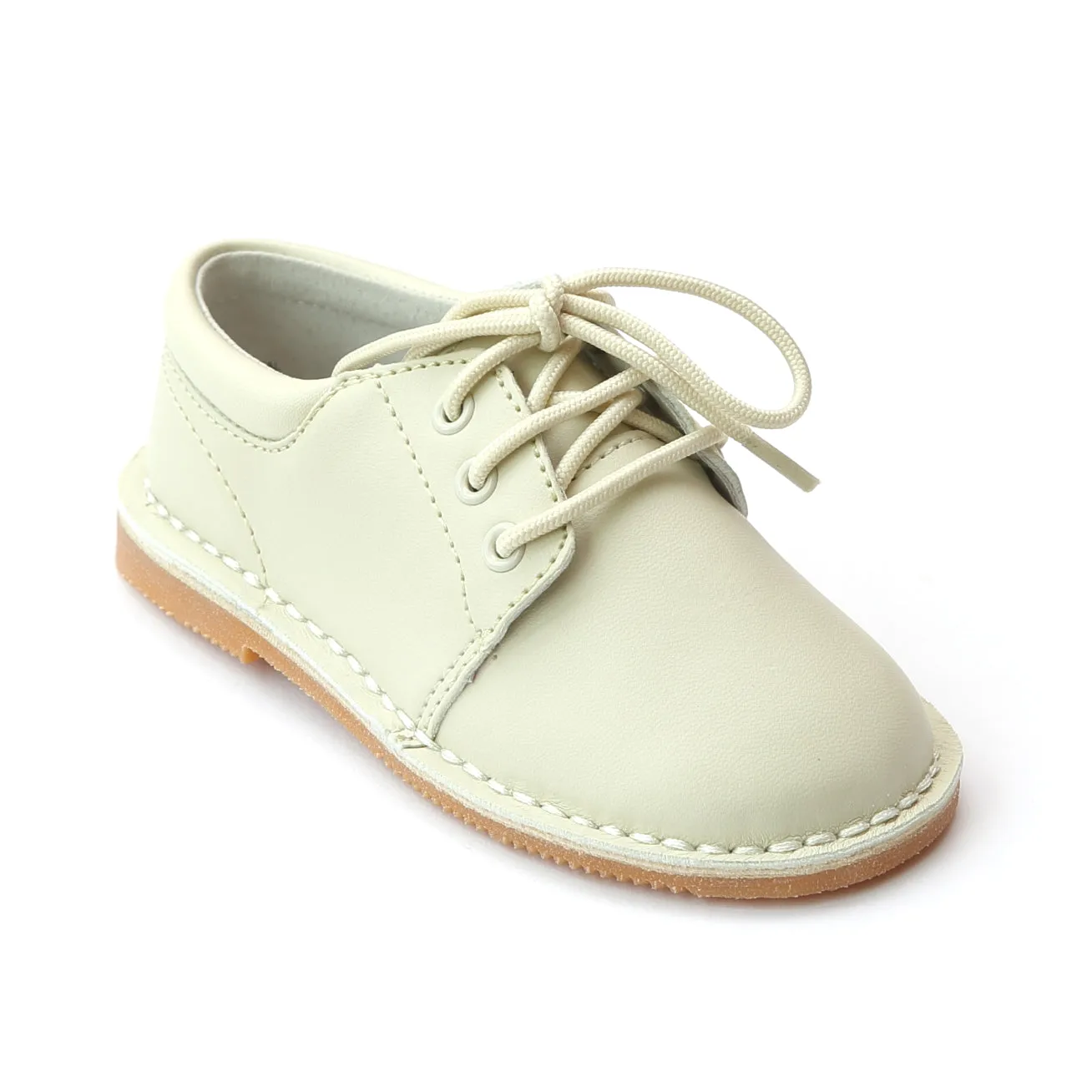 L'Amour Boys Cream Leather Lace Up Shoes