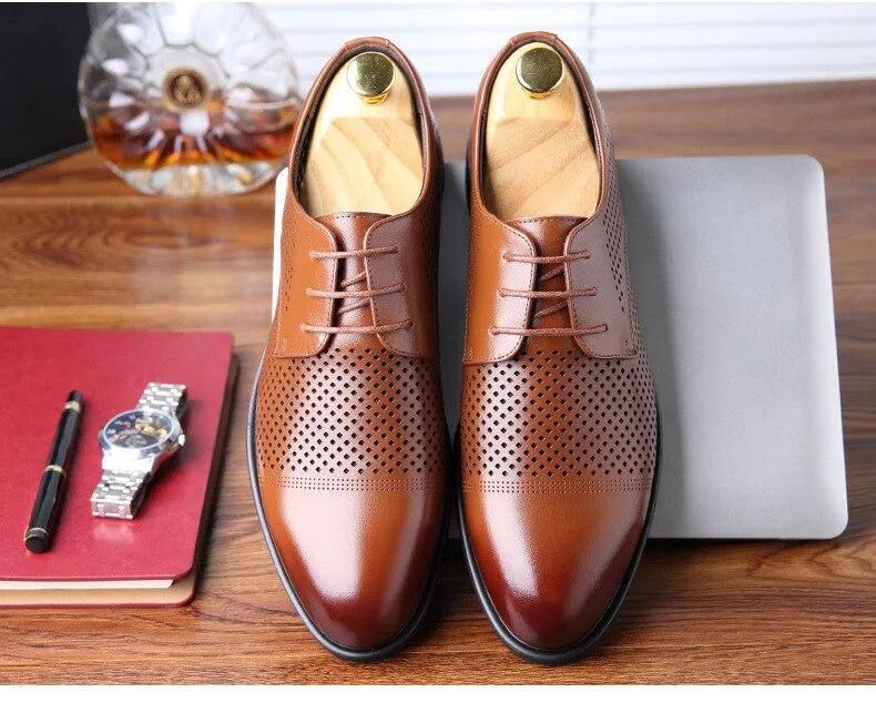 Men's Summer Breathable Leather Dress Shoes