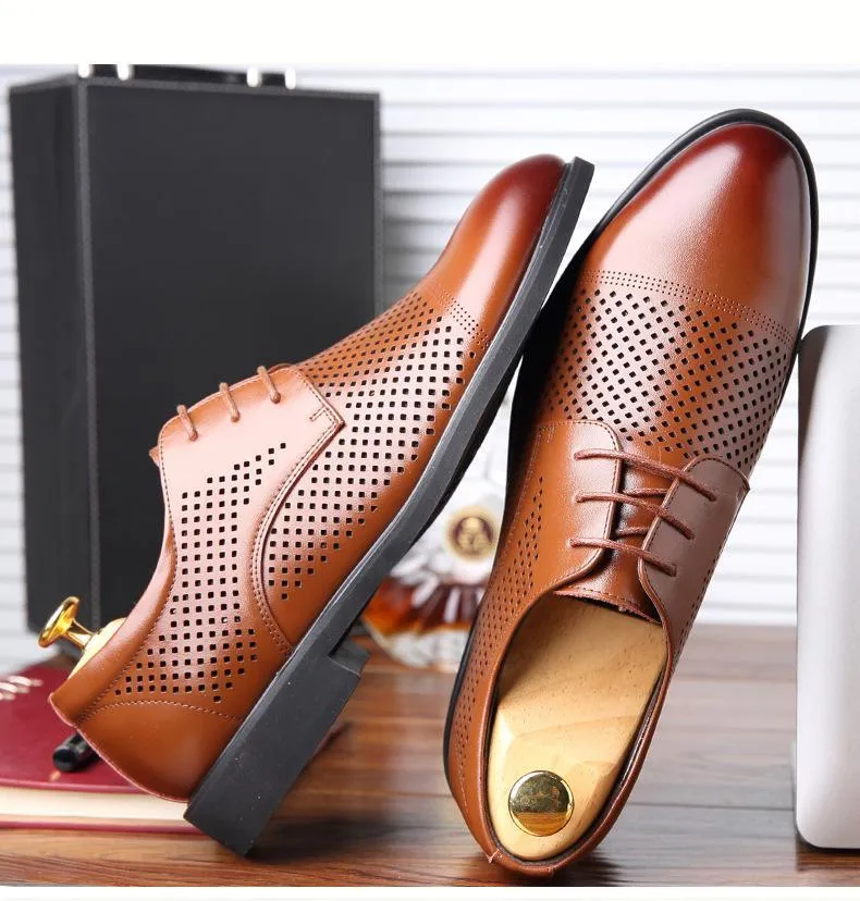 Men's Summer Breathable Leather Dress Shoes