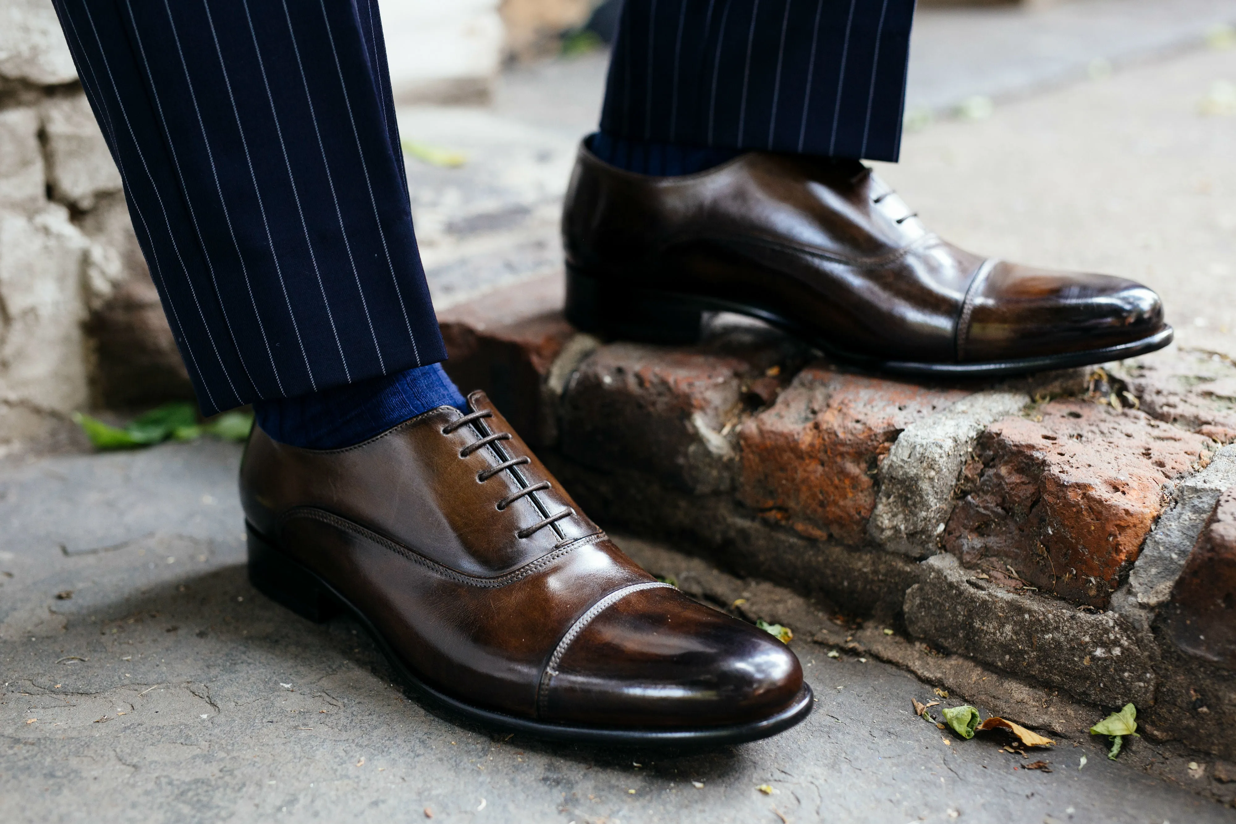 The Cagney II Stitched Cap-Toe Oxford - Marrone