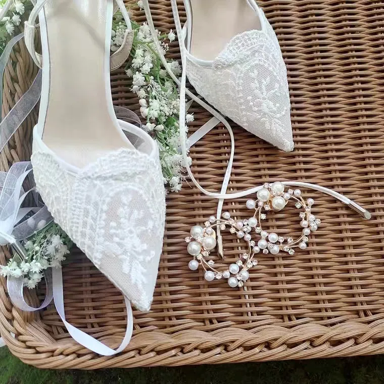 The Garden Wedding Lace Tie Heels