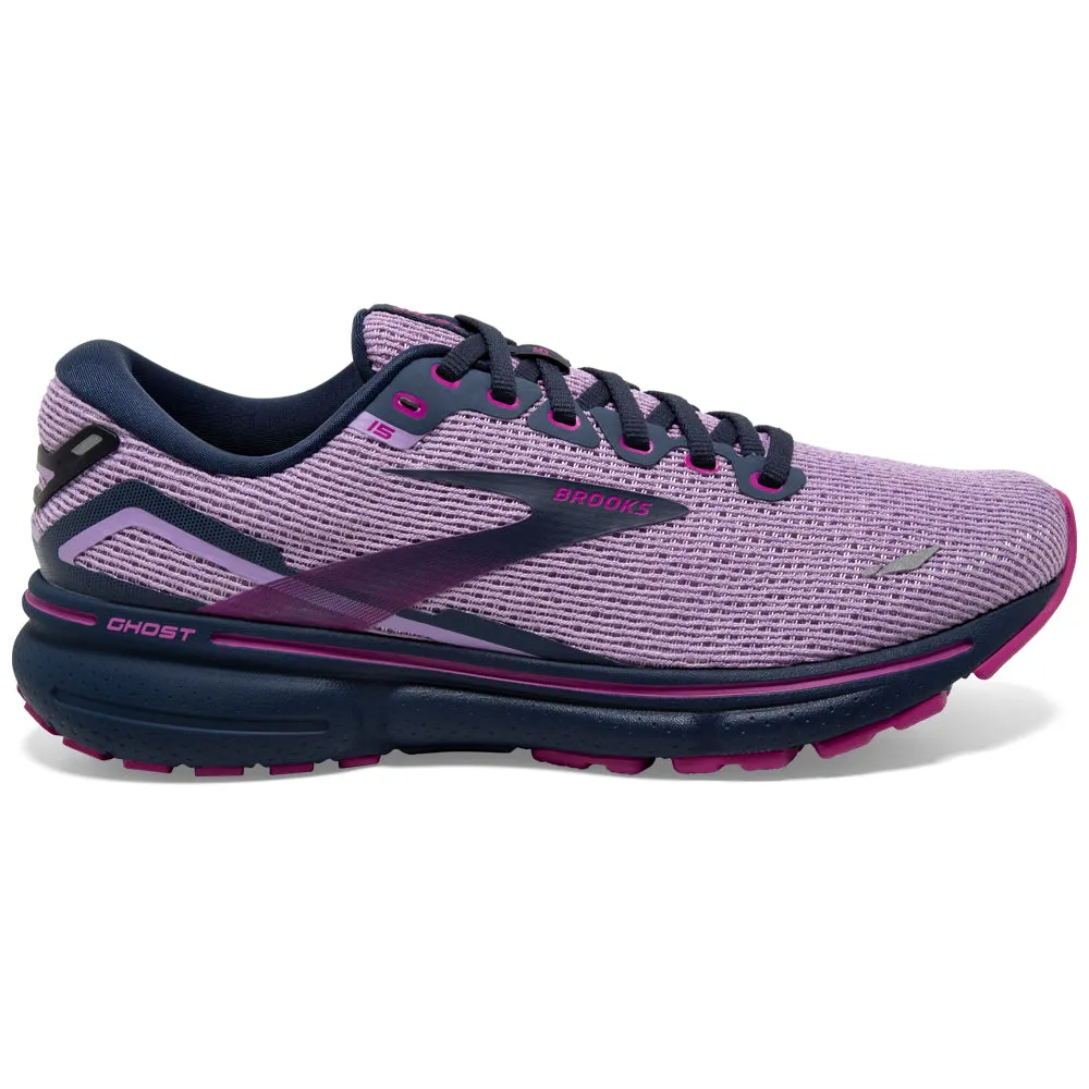 Women's Brooks Ghost 15, Rhapsody/Dress Blue/Viola, 10.5 B Medium