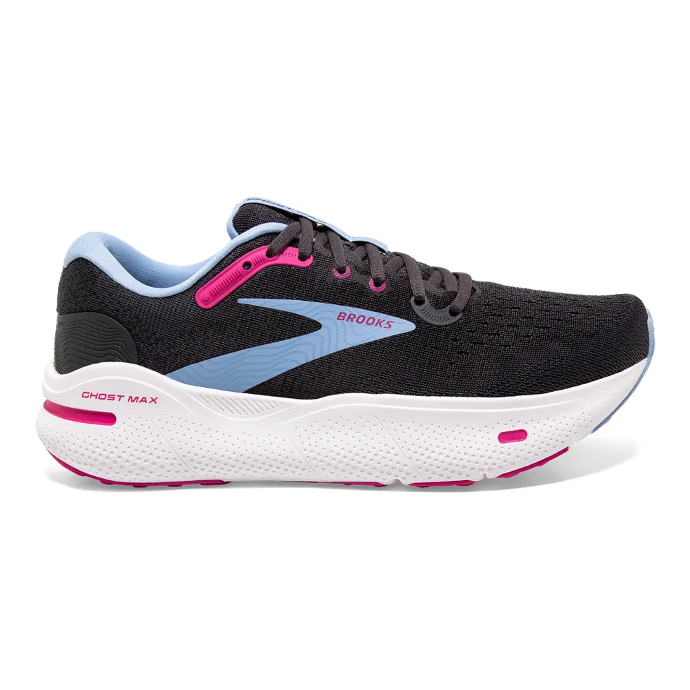 Women's Brooks Ghost Max, Ebony/Open Air/Lilac Rose, 9.5 D Wide